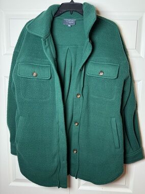 Hudson Gray Women’s Green Button Up Fleece Jacket
